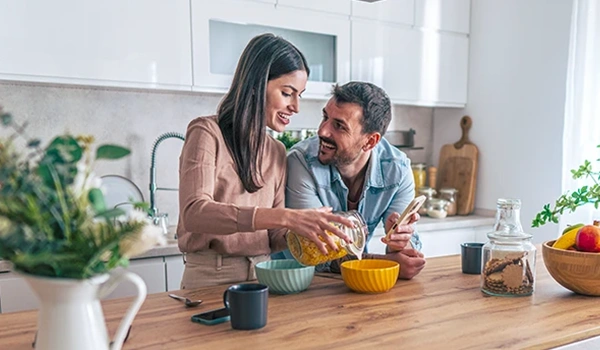 Couple looking at phone