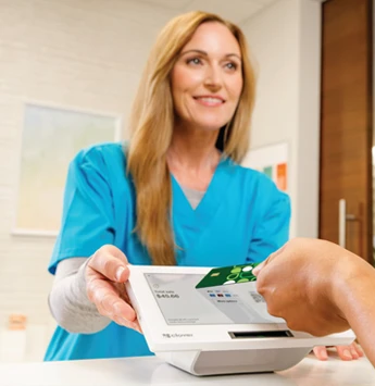 Merchant using clover device to collect payment