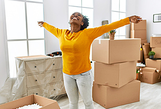 Woman moving into her new home